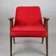 Red Velvet 366 Lounge Chair by Józef Chierowski, 1970s