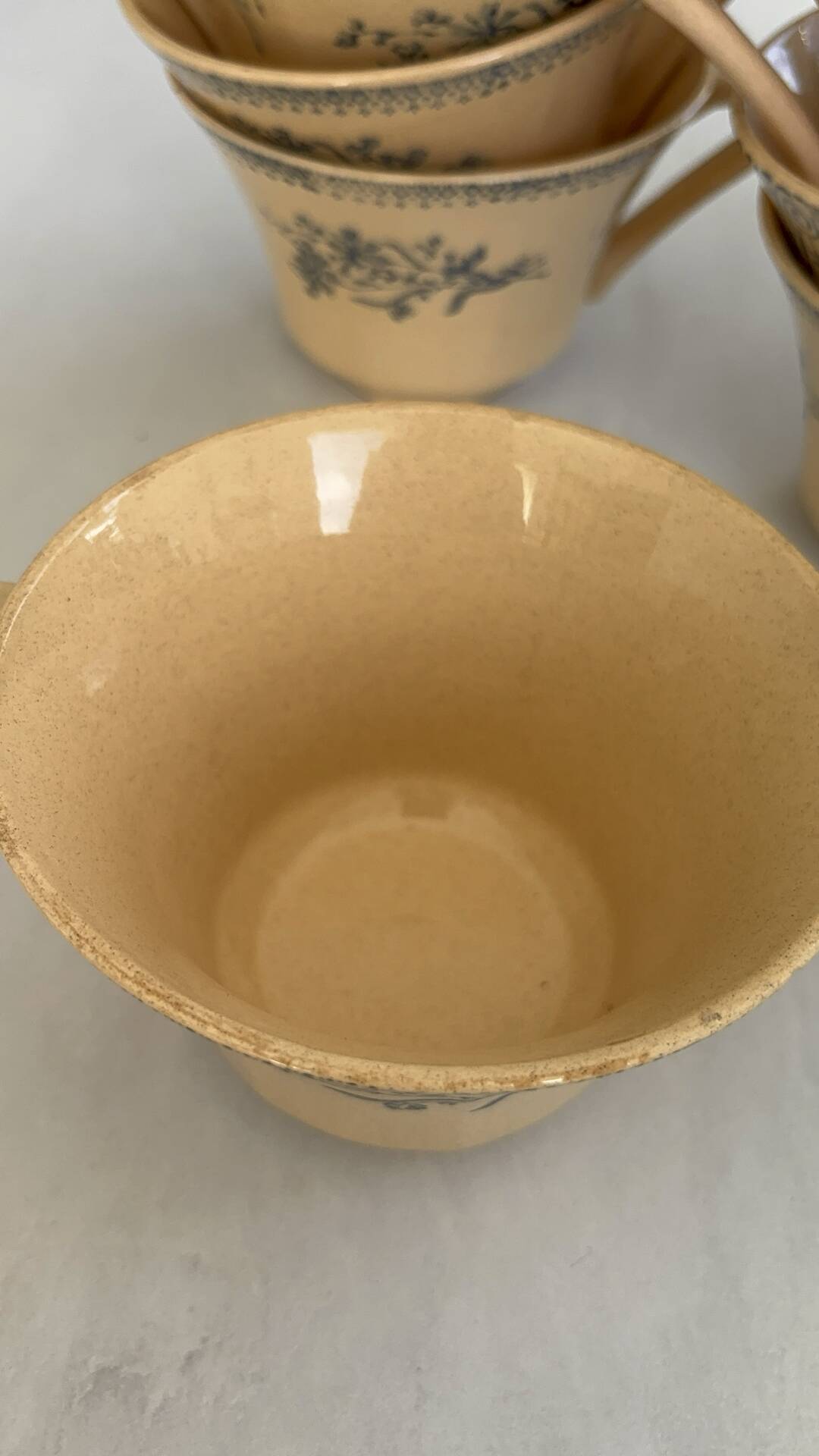 Iron earth tea cup St Amand - antique French earthenware with patina