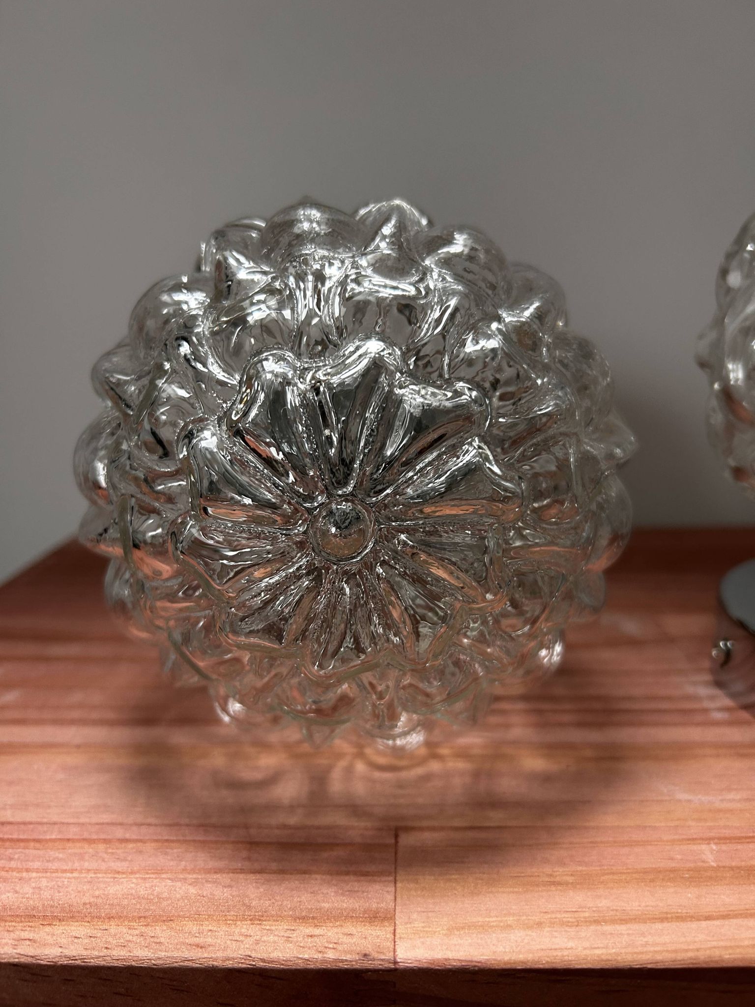 Pair of vintage glass globe chrome wall lights