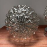 Paire d’appliques murales chromées globes en verre vintage