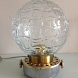 Structured glass globe lamp and metal-brass/ vintage 60s and 70s base