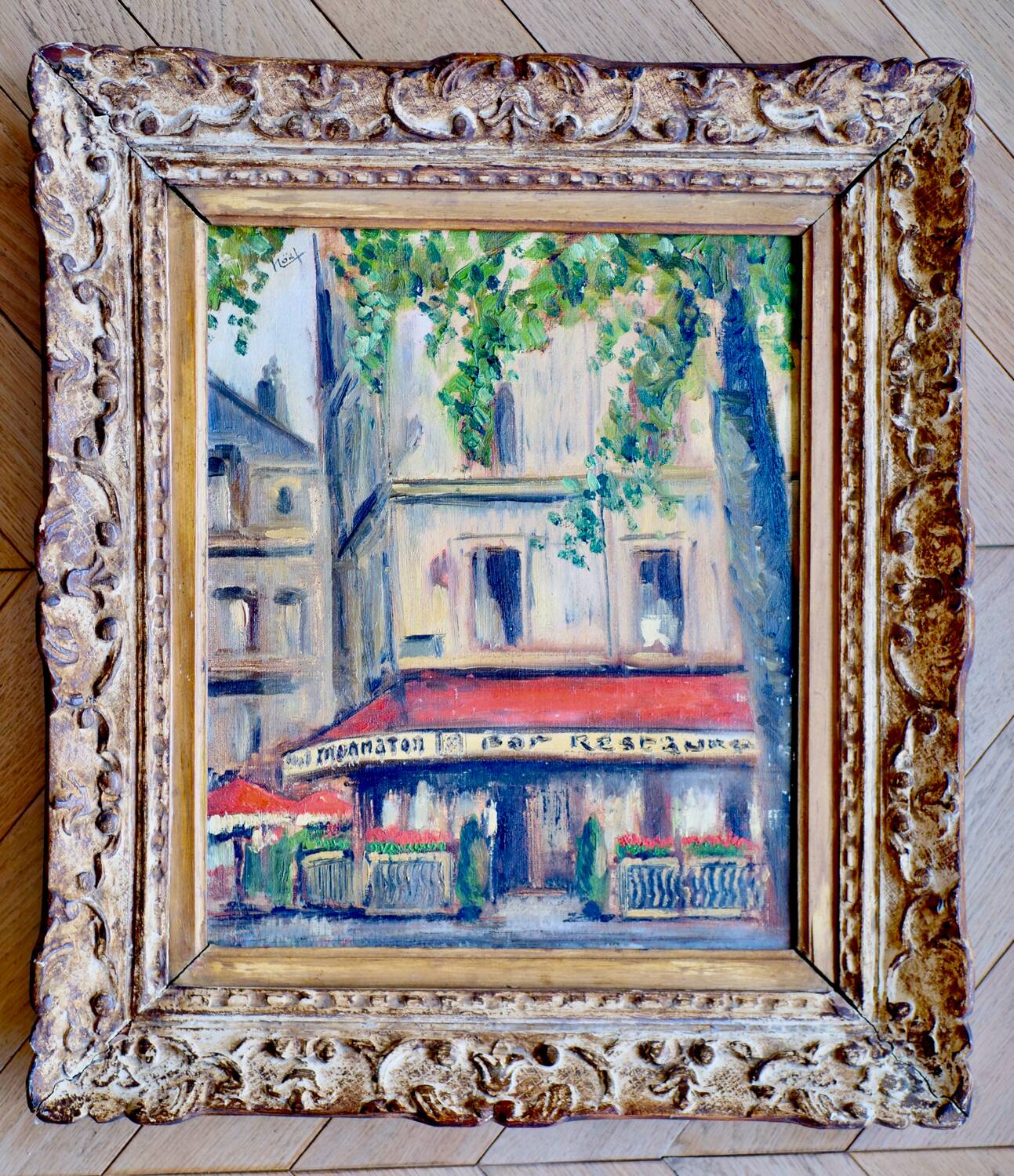 Le Mommaton, oil on canvas, urban landscape in a Montparnasse setting