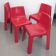Quatre chaises en fibre de verre rouge années 70