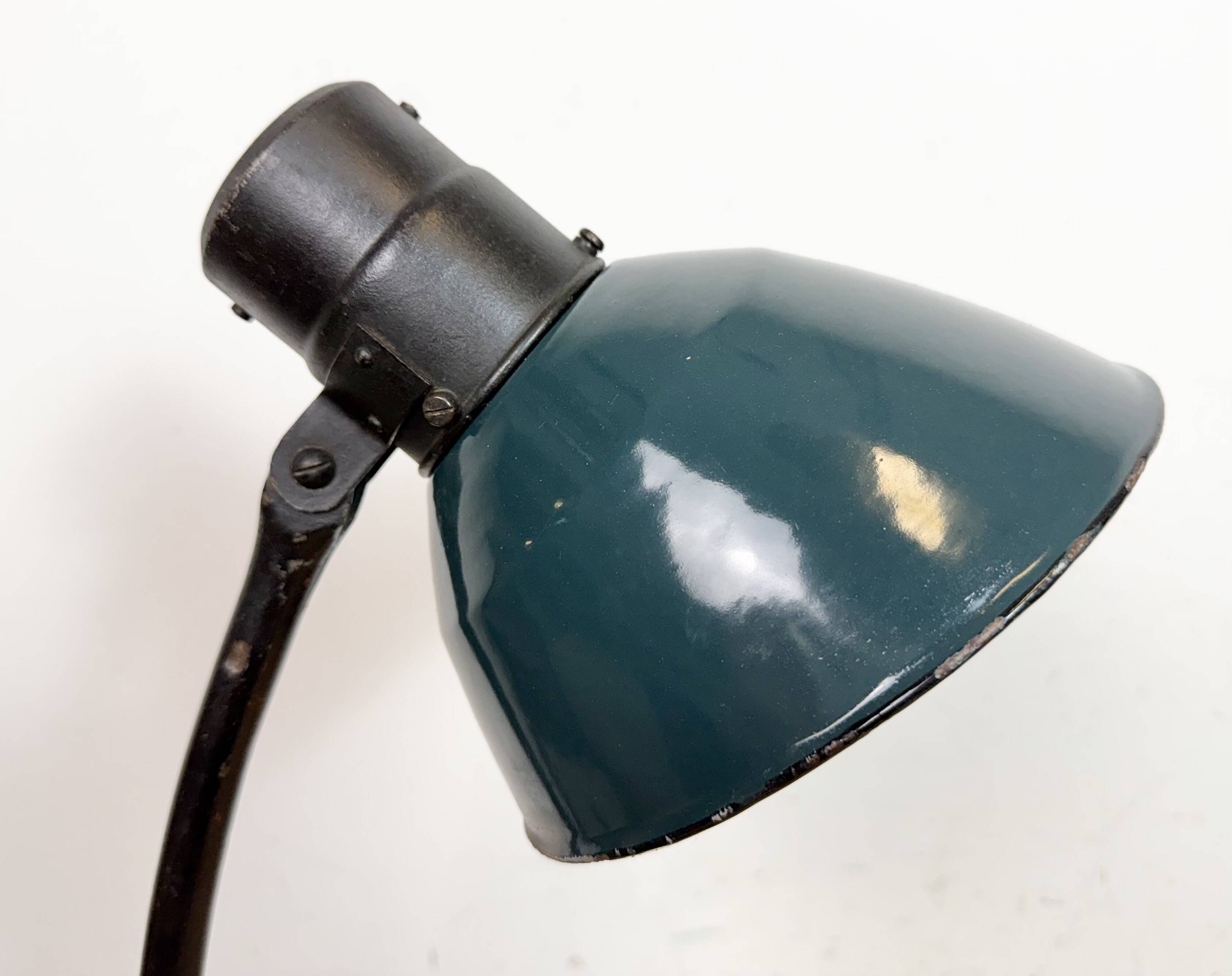 Vintage German Bauhaus Petrol Enamel Table Lamp from Schaco, 1930s