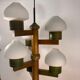 Midcentury Scandinavian wood and opaline glass hanging pendant