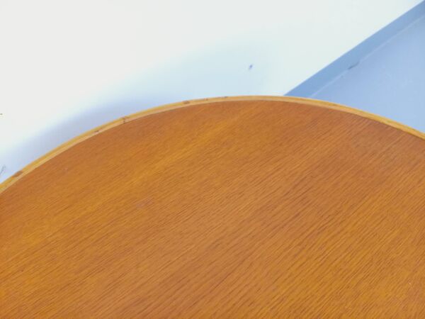 Table basse ronde en rotin et bois vintage des années 60