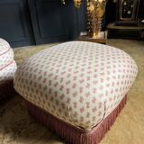 Napoleon III Style Armchair and Pouf with Pink Bow Decor
