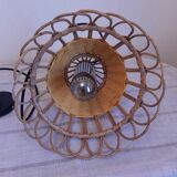 Vintage suspension rattan upcycled macramé mustard yellow