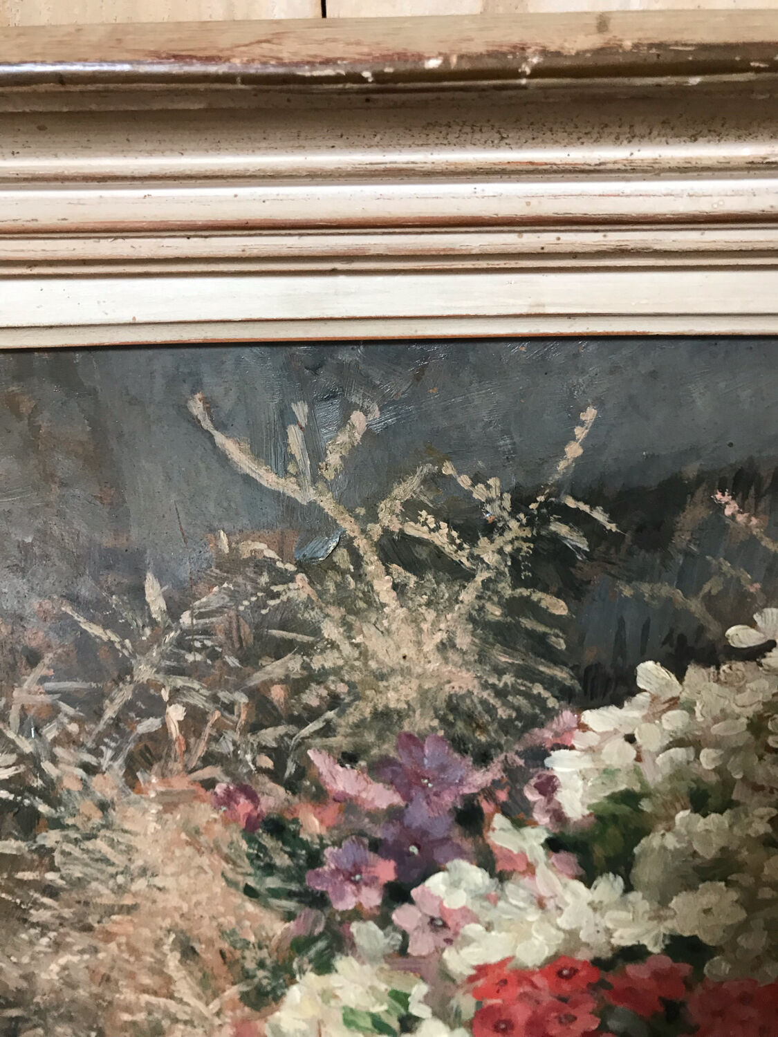 Bouquet of flowers oil on cardboard
