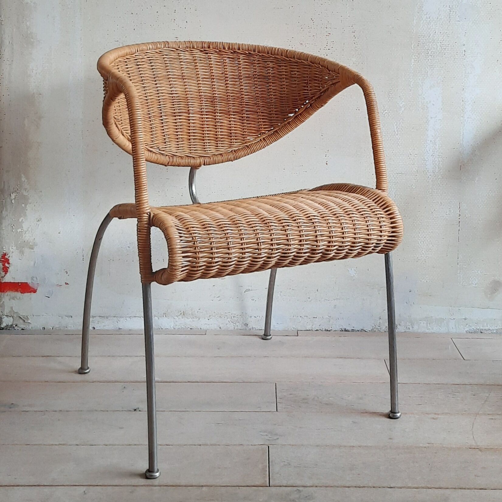 Rattan Design Chair with Metal Frame, 1980s/1990s