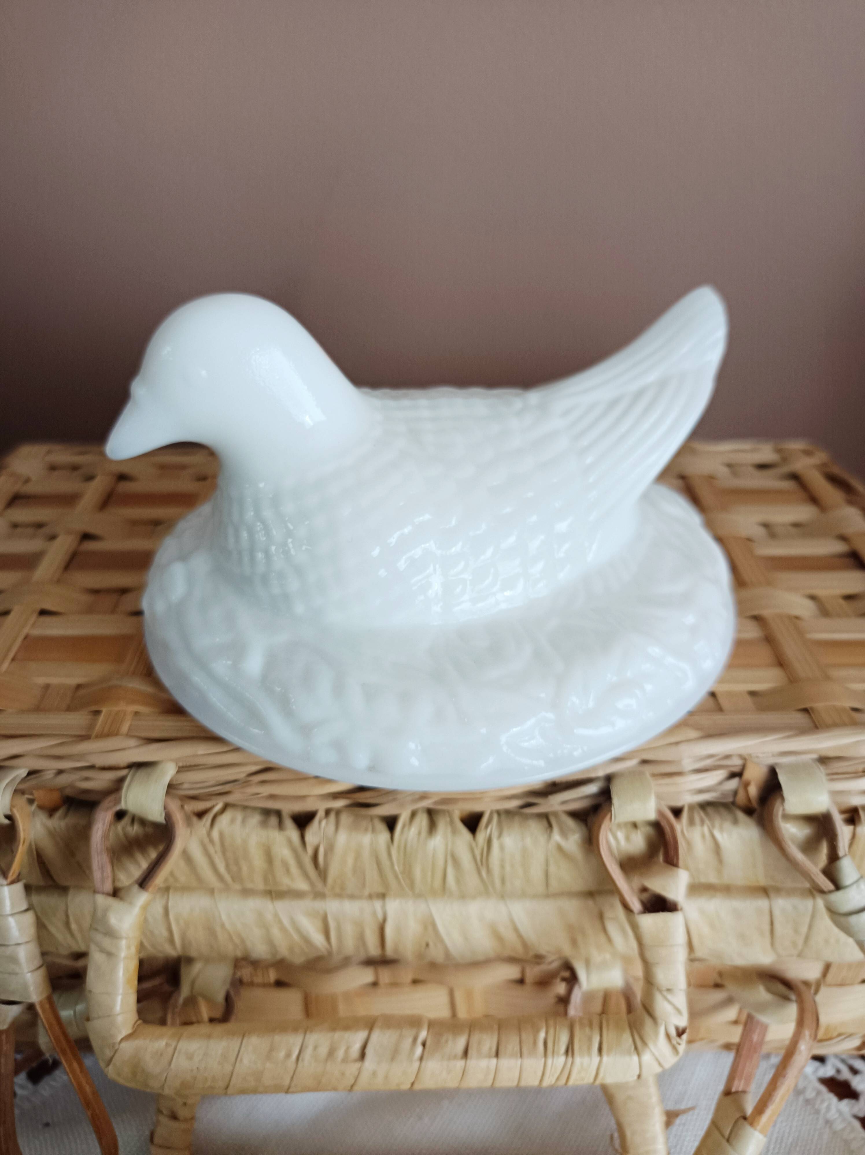 Avon opaline pot, bird decor