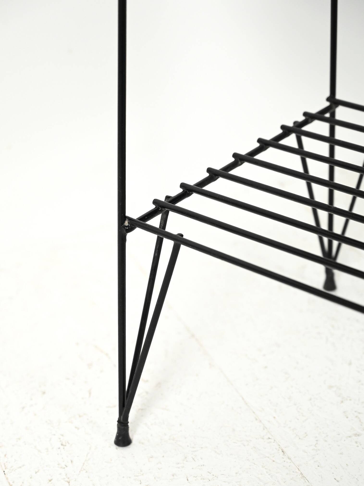 Scandinavian bedside table in mahogany and iron by IKEA, “Rolf” model