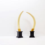 Pair of fake elephant tusks - 20th century H:82cm