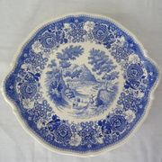 Round ceramic faience dish villeroy boch burgerland blue