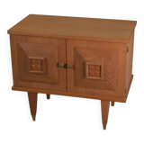Brutalist bedside table in oak and oak veneer, 1950s