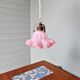 Scalloped pink satin glass pendant/lamp, 1920s-30s