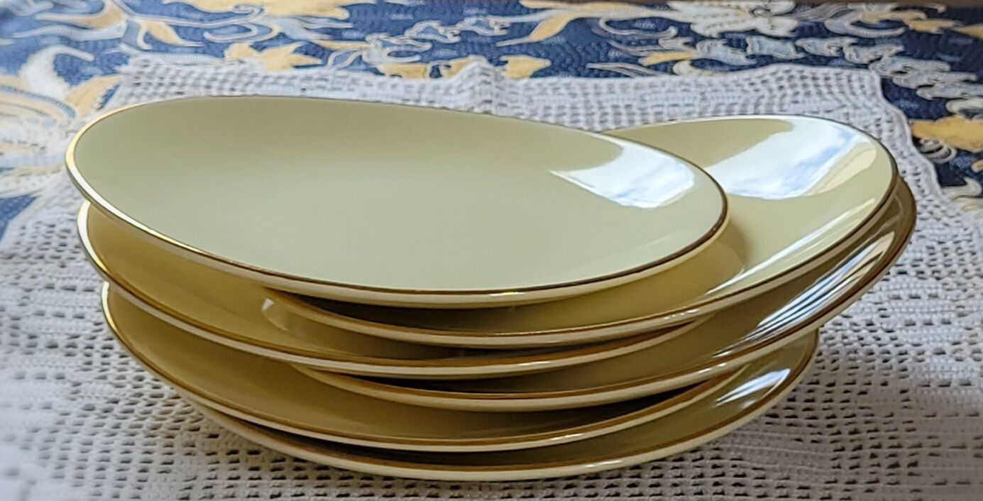 Set of 6 flat yellow plates porcelain from Salins model Tivoli