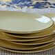 Set of 6 flat yellow plates porcelain from Salins model Tivoli