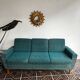 Mid-century sofa, three-seater in turquoise shade