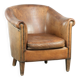 Vintage sheepskin club armchair finished with decorative nails