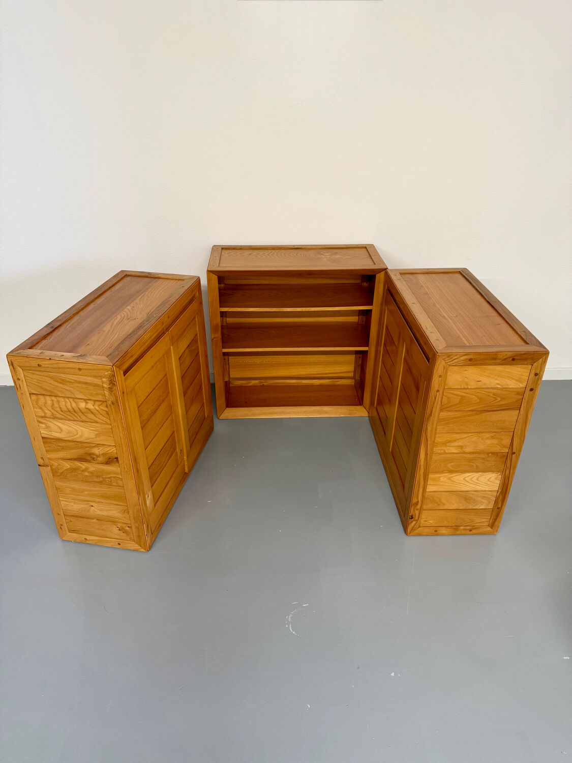 Modular sideboard Ateliers Chauvin solid wood design 70s