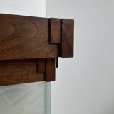 Vintage modernist Art Deco wall light, oak and frosted glass, France, 1930.