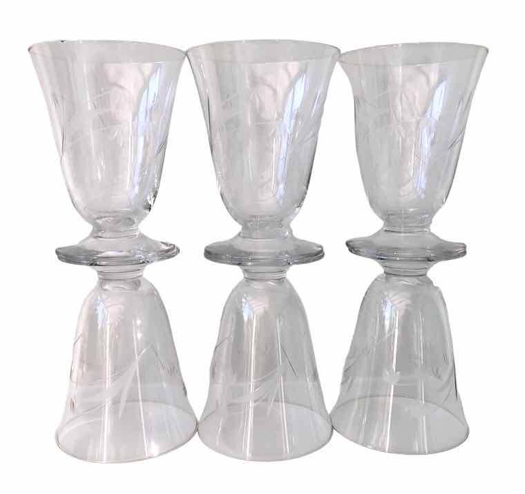 6 wine glasses carved with lily of the valley sprigs