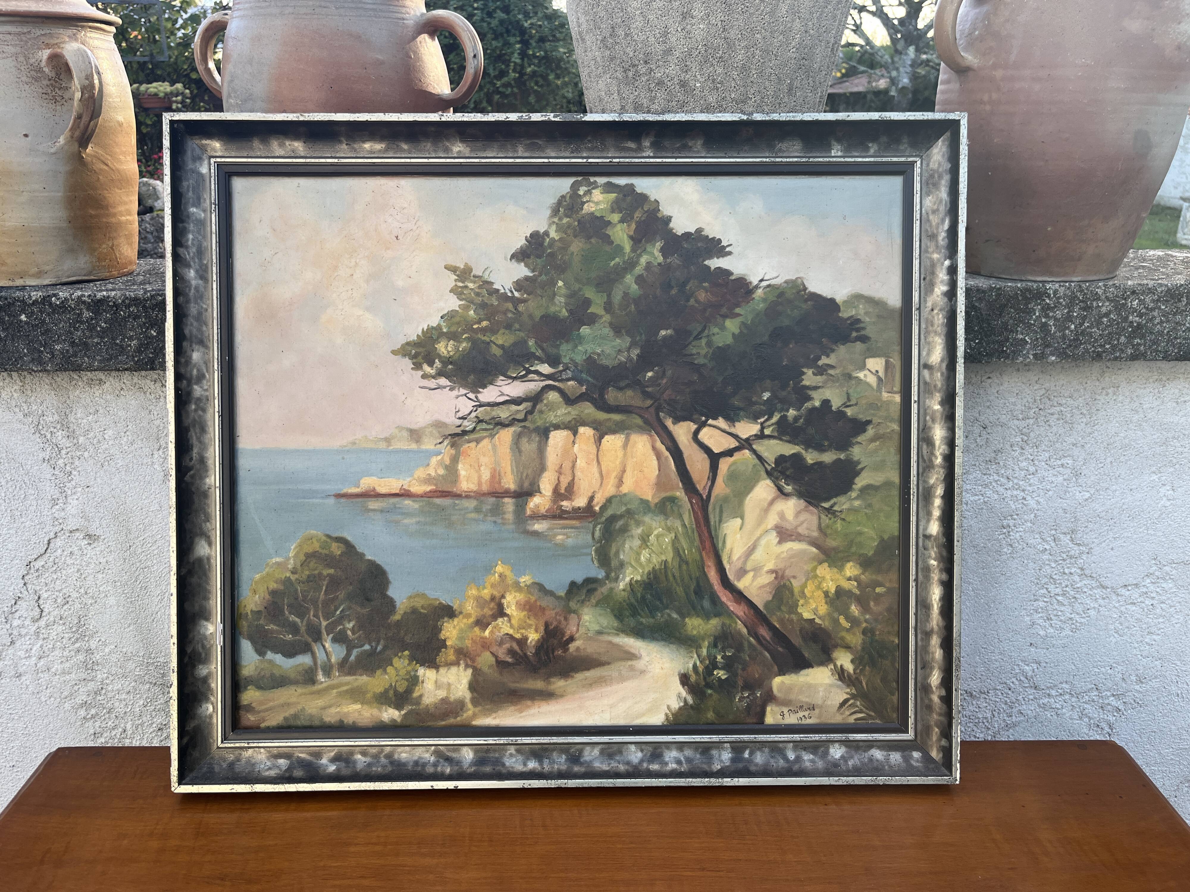Mediterranean Landscape Painting – Signed G. Paillard 1936