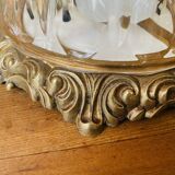 Glass and chiseled bronze ceiling light from the 50s/60s