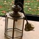 Brass suspension light and vintage faceted glass