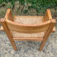 Brutalist chair in solid pine with a straw seat from the 1970s.