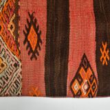 Turkish Red & Brown Striped Vintage Kilim Rug, 87x127Cm