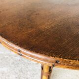 Round rattan bamboo side table, 60s