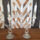 Pair candlesticks candlesticks 3 fires patina linen