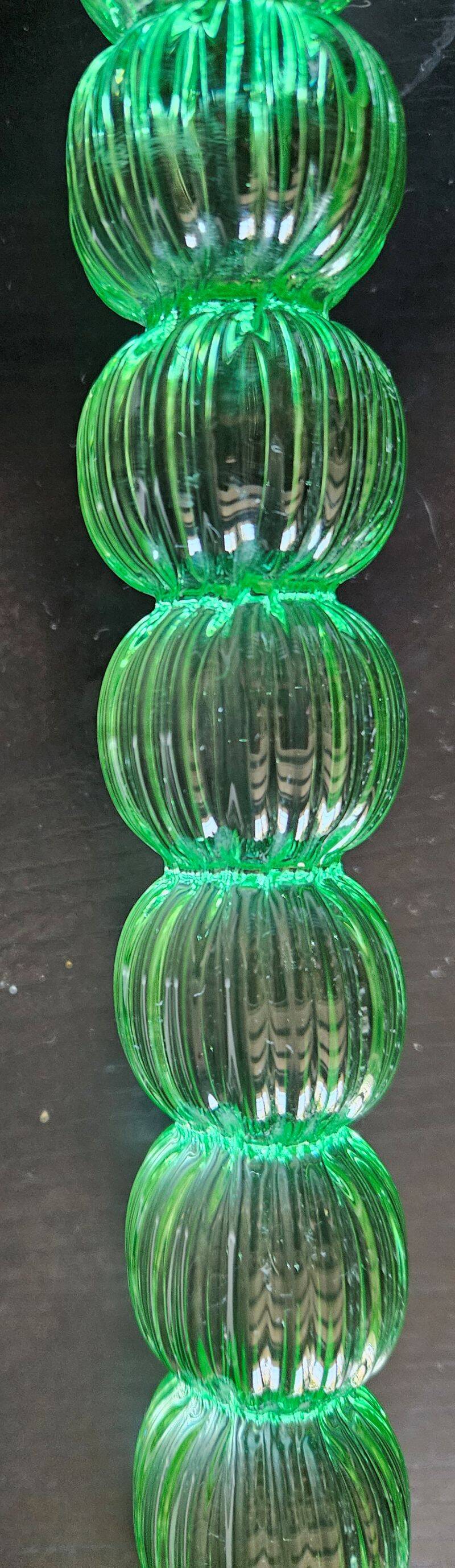 Broste Copenhagen - Pair of Large Green Blown Glass Candlesticks