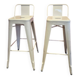 Pair of Tolix Bar Stools in Pure White