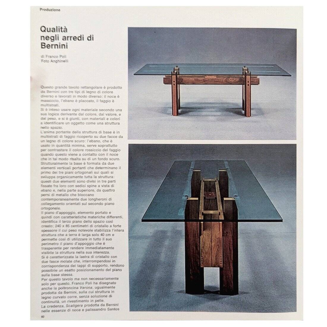 Cangrande dining table by Franco Poli for Bernini, 1970s