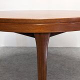 Scandinavian round extendable teak table, 60s-70s