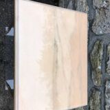 Pedestal side table in gold metal and marble