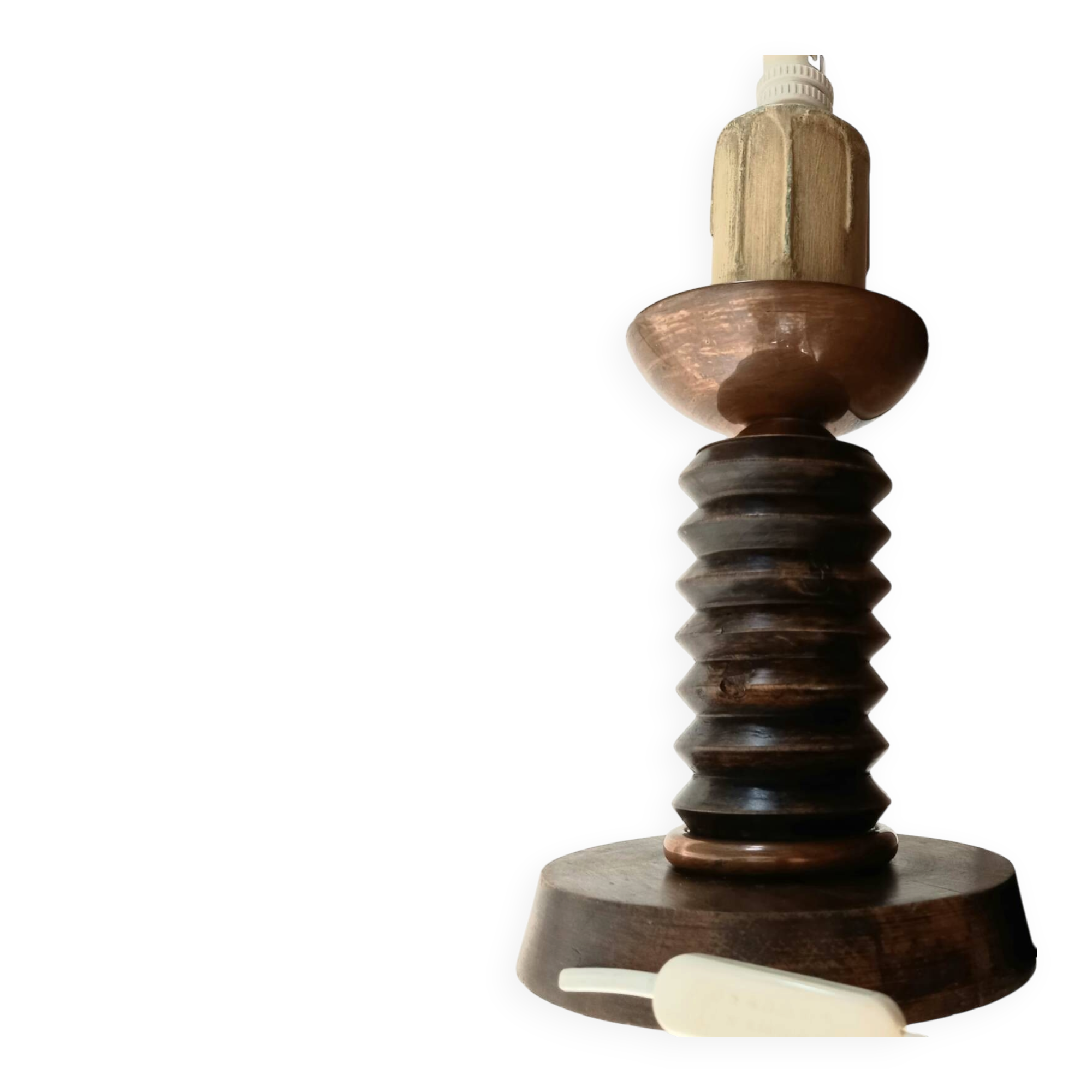 Pied de lampe Art déco en bois tourné
