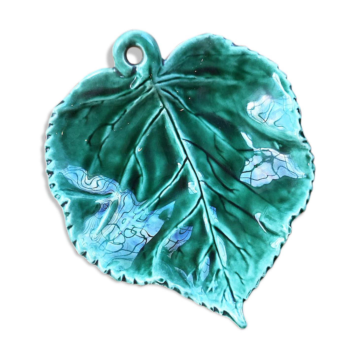 Green ceramic leaf cup