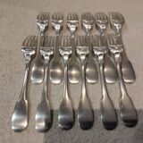12 silver-plated dessert forks by Christofle Cluny, 17.1cm