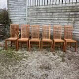 6 teak wood chairs