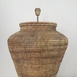 Woven rattan lamp base