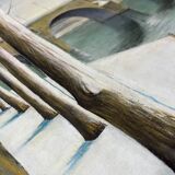 Tableau HSP "Pont de Paris en hiver" Notre Dame signé vers 1950