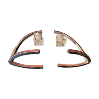 Design-shaped steel lamp duo