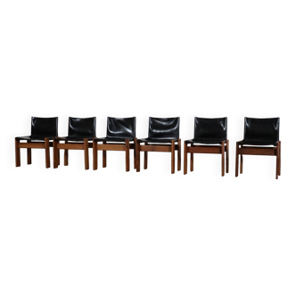 Set Of 6 Monk Dining Chairs By Afra And Tobia Scarpa For Molteni Italy 1974