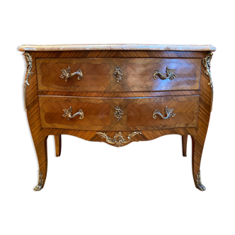 Louis XV style chest of drawers inlaid rosewood