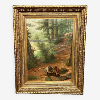 Jules Van Keirsbilck (1833-1896). “Forest landscape”.