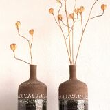 Scandinavian mid-century modern brutalist pottery vases by Hellström for Nittsjö, Sweden, set of 2
